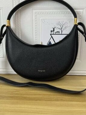 Songmont Black Crescent Shoulder Bag with Gold Hardware